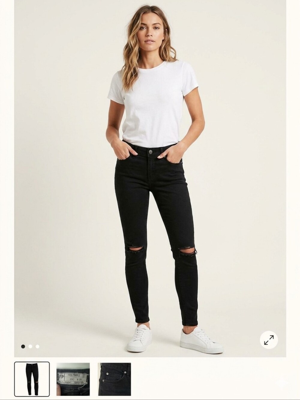 Free People Black Distressed Skinny Jeans